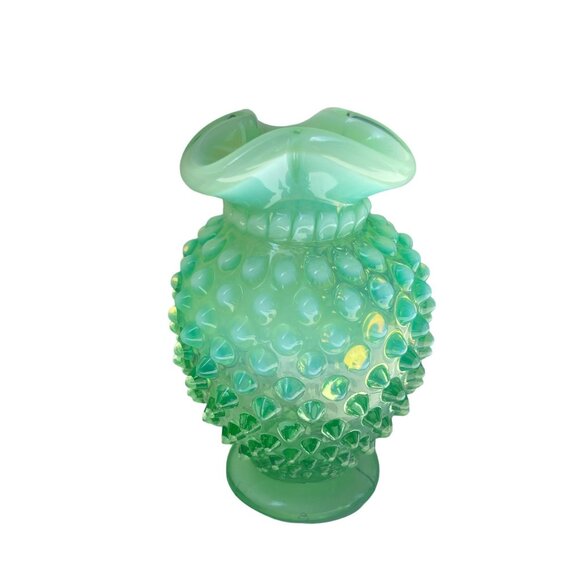 Fenton Vintage, Fuffled Edge, Fenton Vase, Pressed Glass, Opalescent   4" High b - Picture 1 of 11